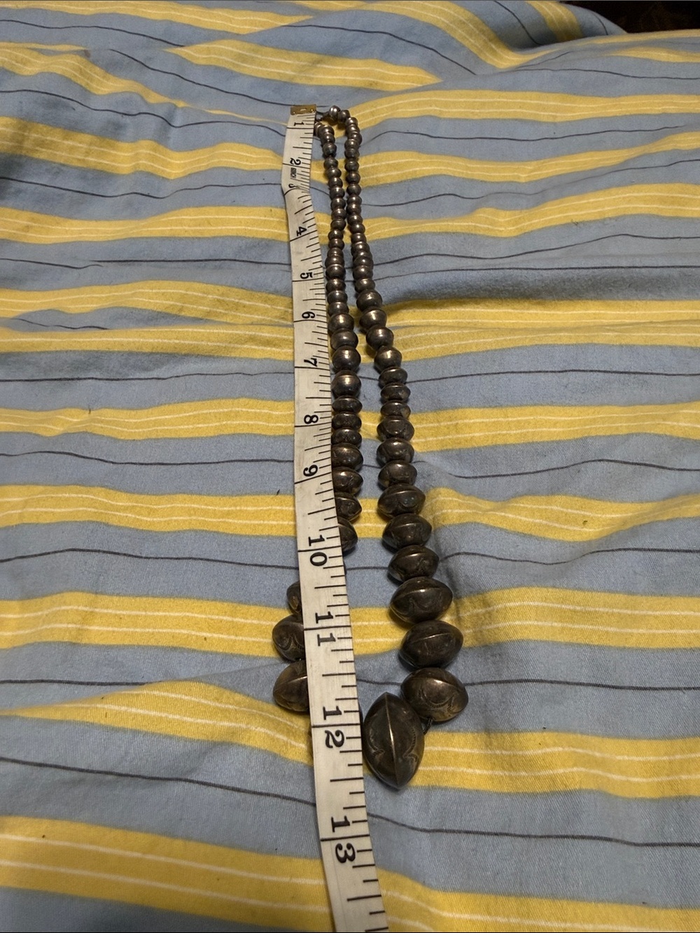 Handmade stamped Navajo pearl necklace - Picture 2 of 5